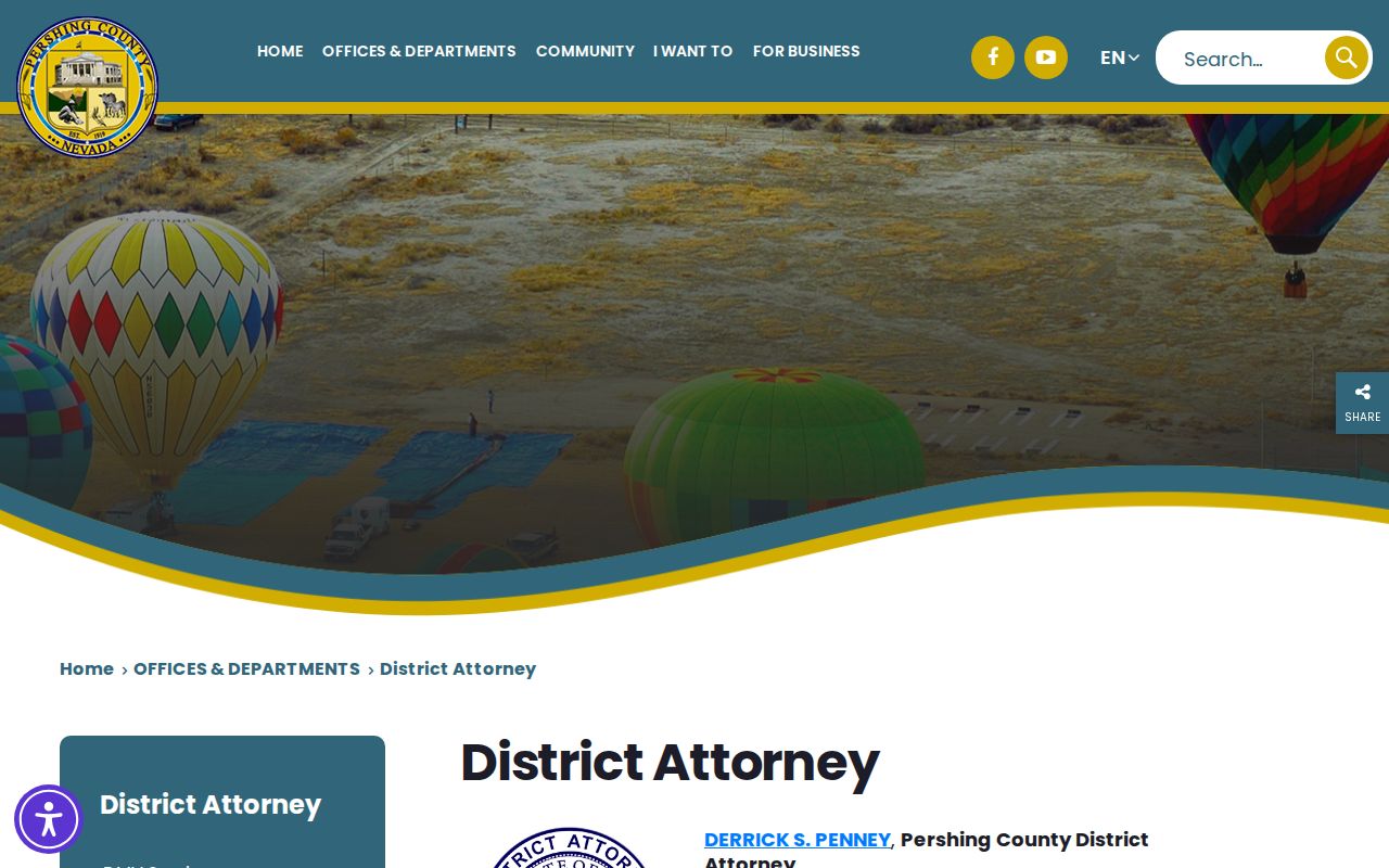 Pershing County criminal court case information on the District Attorney office page