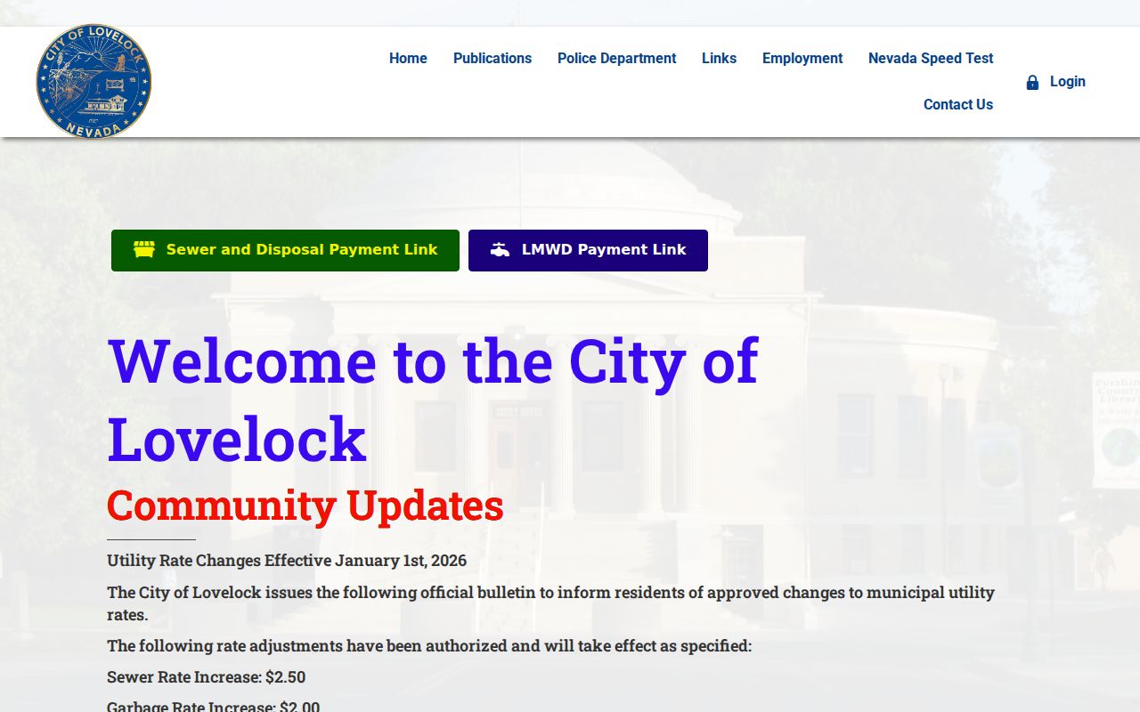 Lovelock criminal records and official city hall information